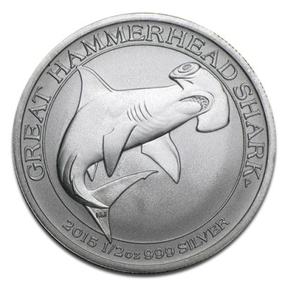 2015 1/2 oz Silver Great Hammerhead Shark